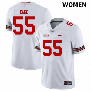 NCAA Ohio State Buckeyes Women's #55 Jerron Cage White Nike Football College Jersey LNV8245LQ